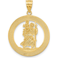 14K Yellow Gold and White Rhodium St. Christopher Protection Pendant - 31.75mm Length by Oro Pregiato