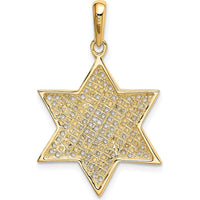 14K Yellow Gold and White Rhodium Star of David Charm - 32mm Length by Oro Pregiato
