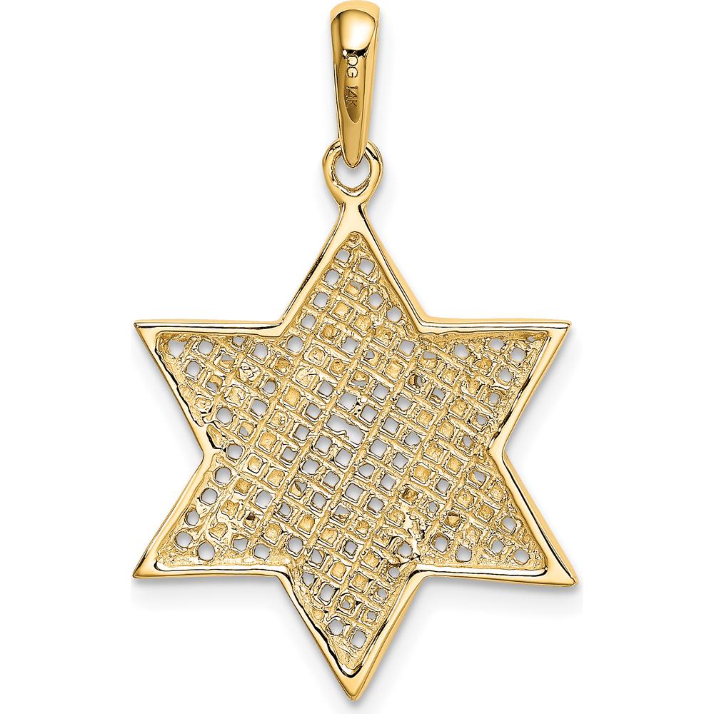 14K Yellow Gold and White Rhodium Star of David Charm - 32mm Length by Oro Pregiato