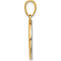 14K Yellow Gold and White Rhodium Sun and Moon Pendant with Diamond-Cut Detailing in Blue Enamel - 26mm Length by Oro Pregiato