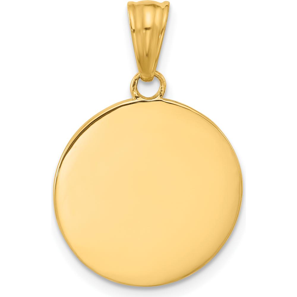 14K Yellow Gold and White Rhodium Sun and Moon Pendant with Diamond-Cut Detailing in Blue Enamel - 26mm Length by Oro Pregiato