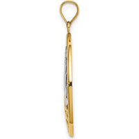 14K Yellow Gold and White Rhodium Sunset and Water Pendant Charm - 22.6mm by Oro Pregiato