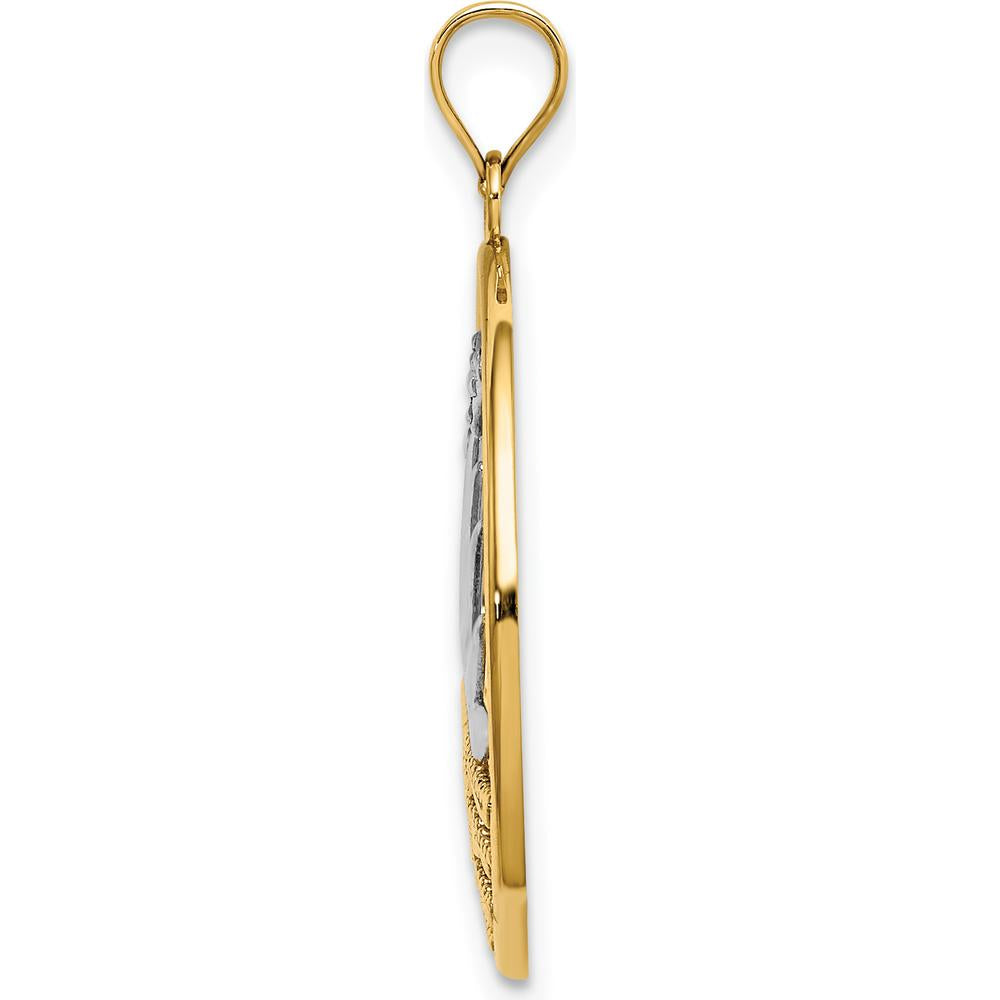 14K Yellow Gold and White Rhodium Sunset and Water Pendant Charm - 22.6mm by Oro Pregiato