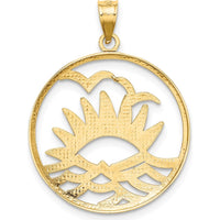 14K Yellow Gold and White Rhodium Sunset and Water Pendant Charm - 22.6mm by Oro Pregiato
