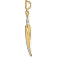 14K Yellow Gold and White Rhodium Textured Cut-Out Heart Charm - 37.9mm Length by Oro Pregiato