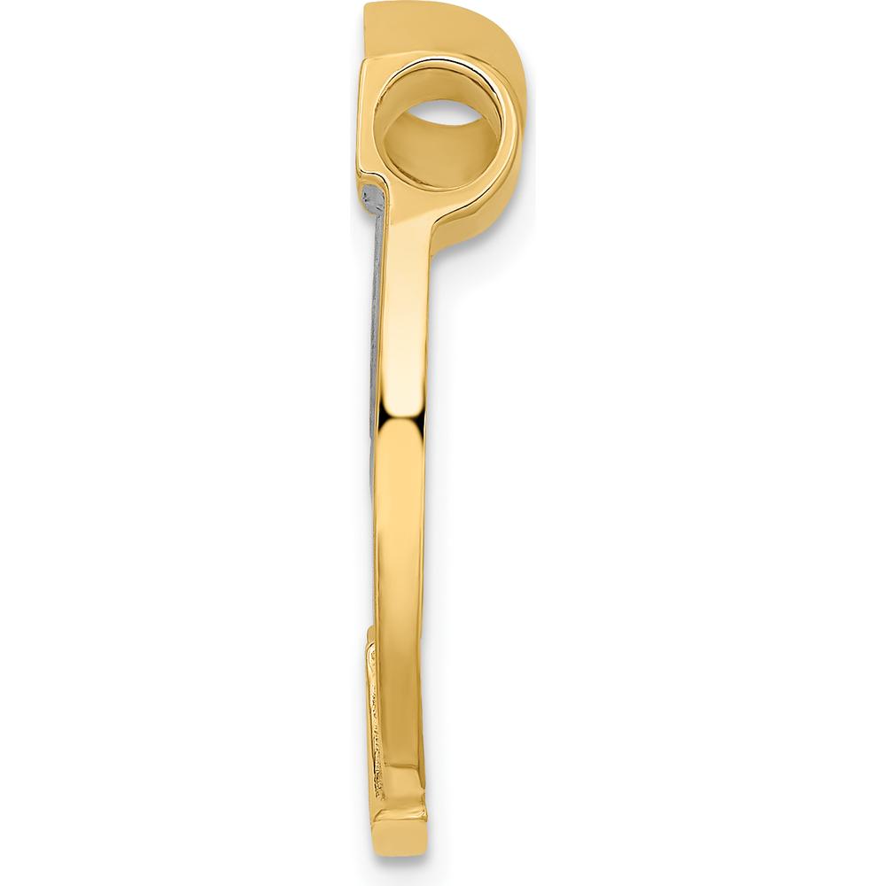 14K Yellow Gold and White Rhodium Textured Horseshoe Slide Charm - 22.52mm Length, 19.96mm Width by Oro Pregiato