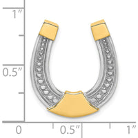 14K Yellow Gold and White Rhodium Textured Horseshoe Slide Charm - 22.52mm Length, 19.96mm Width by Oro Pregiato