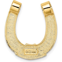 14K Yellow Gold and White Rhodium Textured Horseshoe Slide Charm - 22.52mm Length, 19.96mm Width by Oro Pregiato