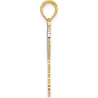 14K Yellow Gold and White Rhodium Textured Palm Tree Pendant - 23mm Length by Oro Pregiato