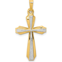 14K Yellow Gold and White Rhodium Textured Passion Cross Pendant - 34mm Length by Oro Pregiato