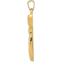 14K Yellow Gold and White Rhodium Textured Passion Cross Pendant - 34mm Length by Oro Pregiato
