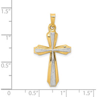 14K Yellow Gold and White Rhodium Textured Passion Cross Pendant - 34mm Length by Oro Pregiato
