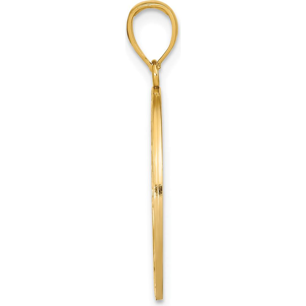 14K Yellow Gold and White Rhodium Tree of Life Pendant with Beaded Frame - 26.1mm Length by Oro Pregiato