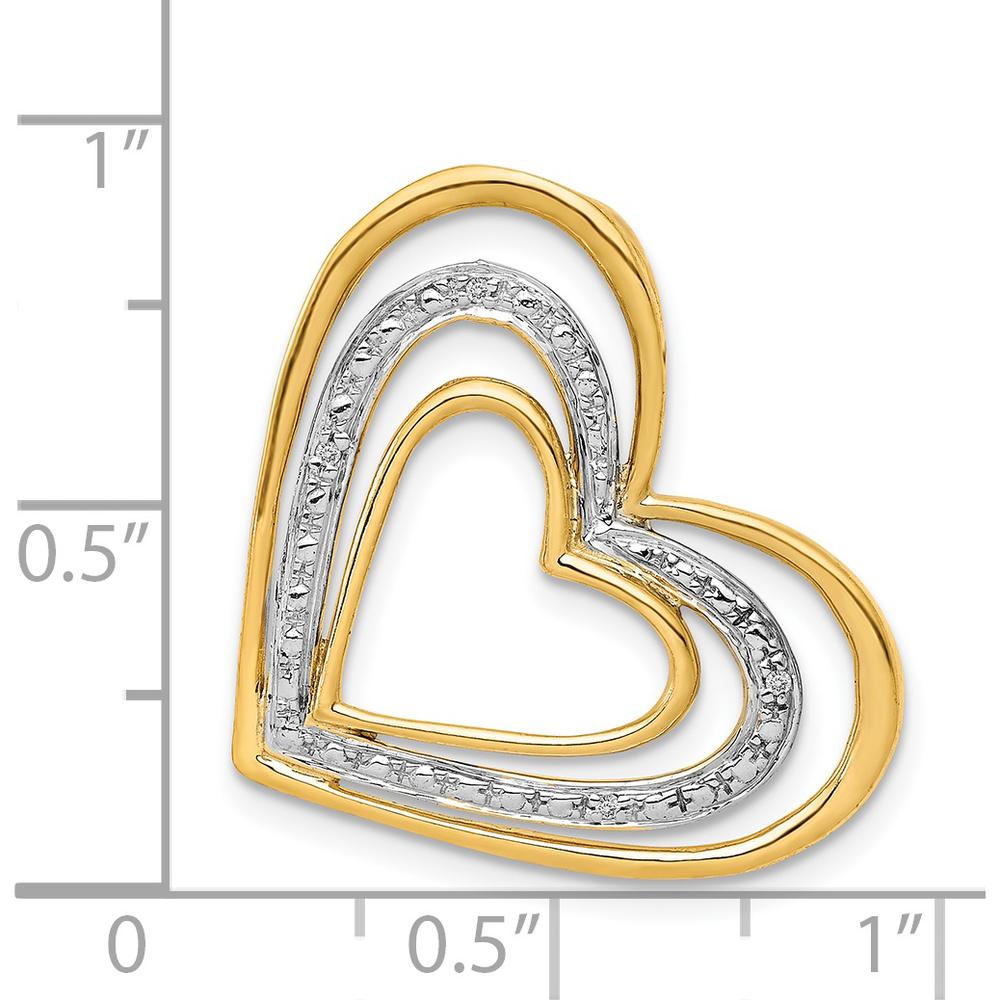 14K Yellow Gold and White Rhodium Triple Heart Pendant with Natural Diamonds - 0.01 Carat Total Diamond Weight by Monteluci Fine Jewelry