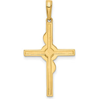 14K Yellow Gold and White Rhodium Twist Cross Pendant with Diamond-Cut Texture by Oro Pregiato