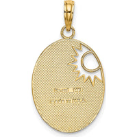 14K Yellow Gold and White Rhodium "You Are My Sunshine" Textured Sun Pendant by Oro Pregiato