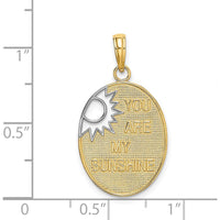 14K Yellow Gold and White Rhodium "You Are My Sunshine" Textured Sun Pendant by Oro Pregiato