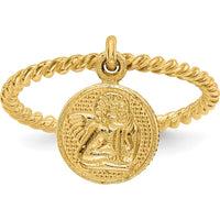 14K Yellow Gold Angel Charm Adjustable Ring for Children - Polished Finish by 0