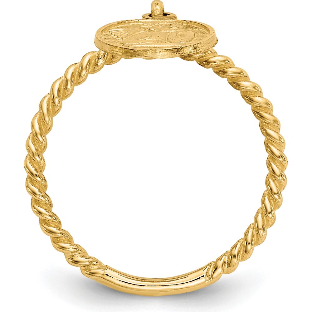 14K Yellow Gold Angel Charm Adjustable Ring for Children - Polished Finish by 0
