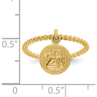 14K Yellow Gold Angel Charm Adjustable Ring for Children - Polished Finish by 0