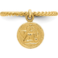 14K Yellow Gold Angel Charm Adjustable Ring for Children - Polished Finish by 0