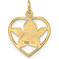 14K Yellow Gold Angel in Heart Charm Pendant by Oro Pregiato