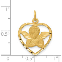 14K Yellow Gold Angel in Heart Charm Pendant by Oro Pregiato