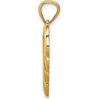 14K Yellow Gold Angel in Heart Pendant with Scalloped Edges - 21mm Length by Oro Pregiato