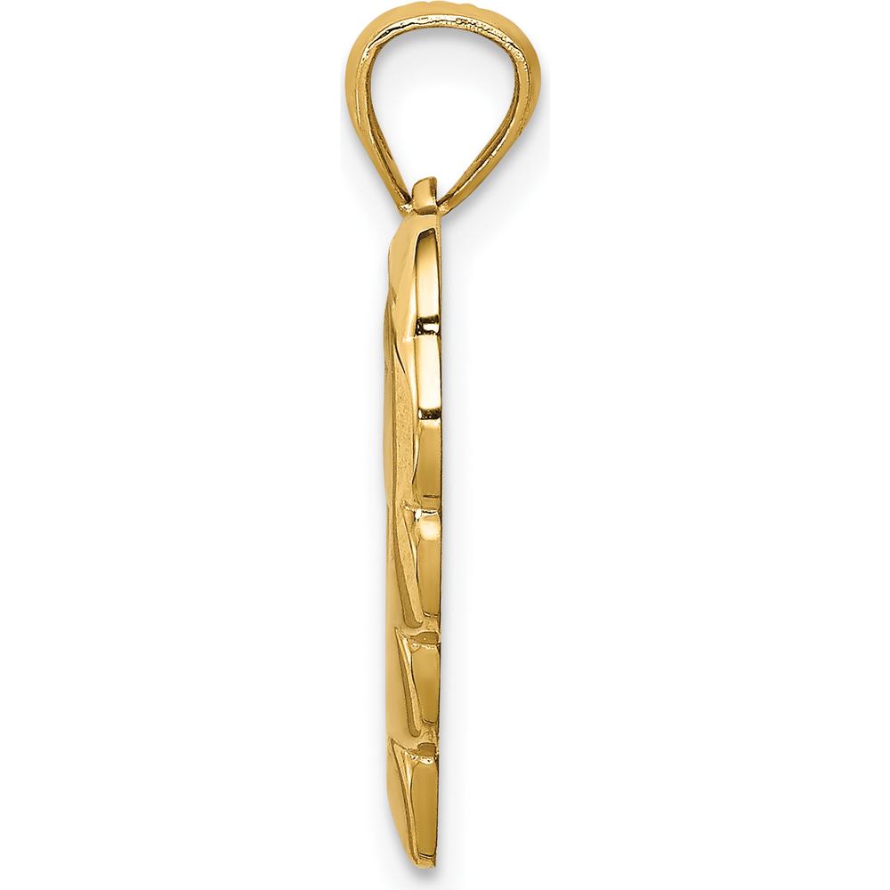 14K Yellow Gold Angel in Heart Pendant with Scalloped Edges - 21mm Length by Oro Pregiato