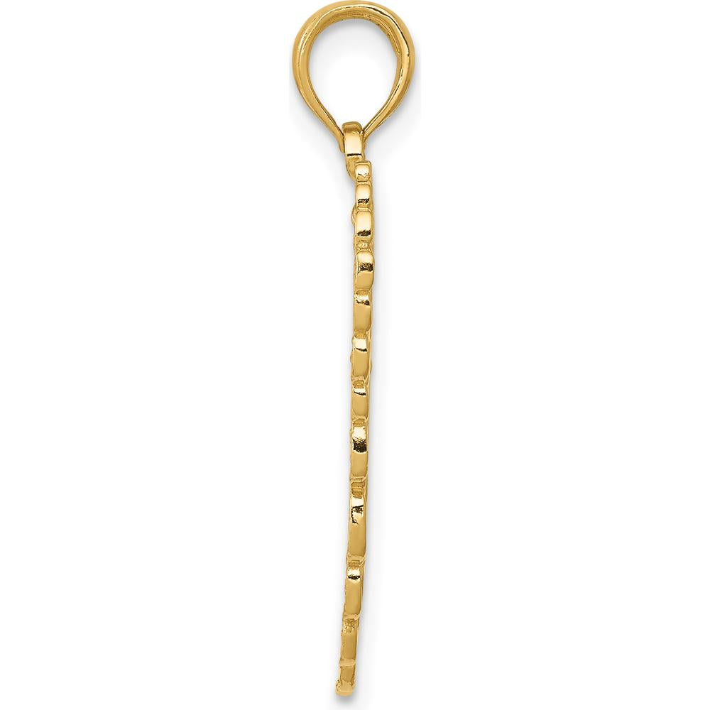14K Yellow Gold Angel Wing Pendant - 28mm Long, Solid Gold, Polished Design by Oro Pregiato