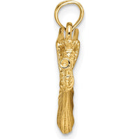 14K Yellow Gold Angel with Trumpet Charm - 25.5mm Length by Oro Pregiato