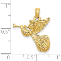 14K Yellow Gold Angel with Trumpet Charm - 25.5mm Length by Oro Pregiato