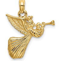 14K Yellow Gold Angel with Trumpet Charm - 25.5mm Length by Oro Pregiato