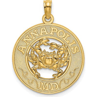 14K Yellow Gold Annapolis MD Crab Pendant Charm - Polished Textured Design by Oro Pregiato