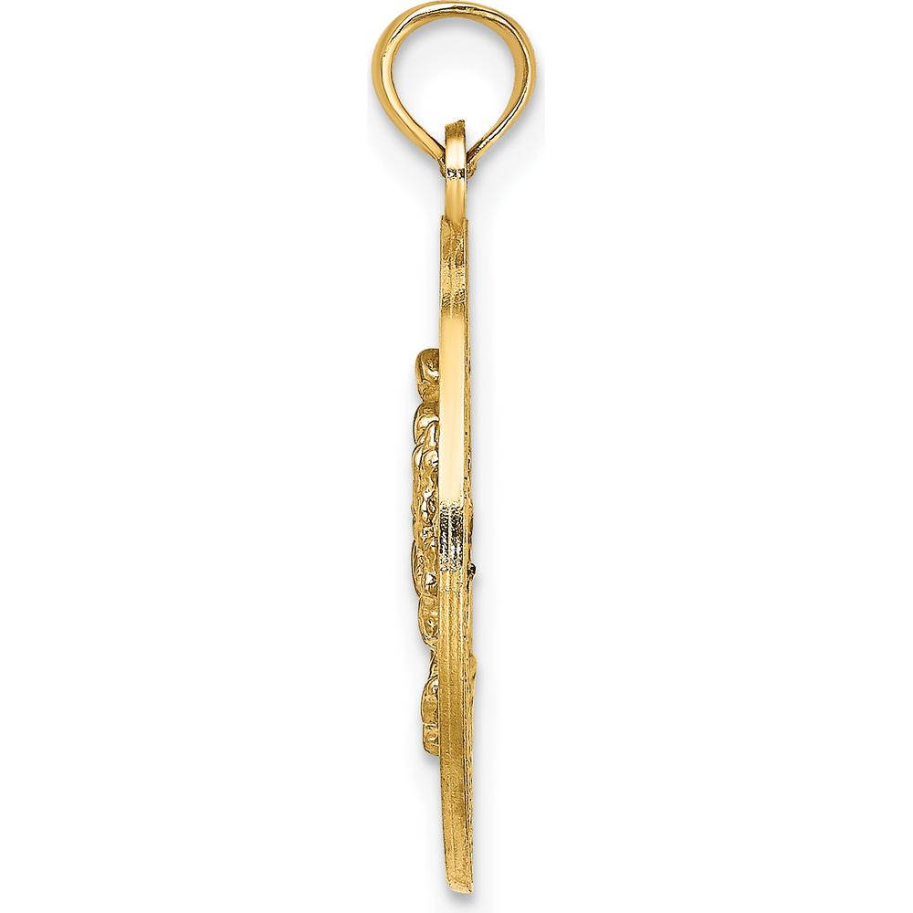 14K Yellow Gold Annapolis MD Crab Pendant Charm - Polished Textured Design by Oro Pregiato