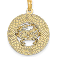 14K Yellow Gold Annapolis MD Crab Pendant Charm - Polished Textured Design by Oro Pregiato
