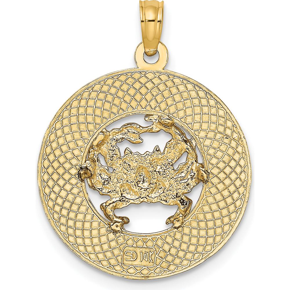 14K Yellow Gold Annapolis MD Crab Pendant Charm - Polished Textured Design by Oro Pregiato