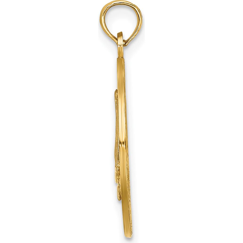 14K Yellow Gold Annapolis Sailboat Charm - 24mm Polished Pendant by Oro Pregiato