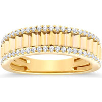 14K Yellow Gold Anniversary Band with Bead-Set Round Diamonds and Milgrain Edges - 0.37 Carat Total Diamond Weight by Auriventus