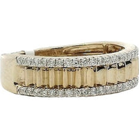 14K Yellow Gold Anniversary Band with Bead-Set Round Diamonds and Milgrain Edges - 0.37 Carat Total Diamond Weight by Auriventus