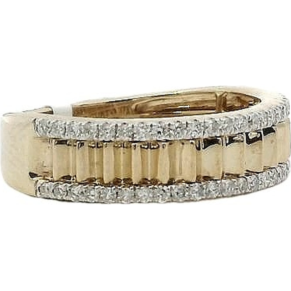 14K Yellow Gold Anniversary Band with Bead-Set Round Diamonds and Milgrain Edges - 0.37 Carat Total Diamond Weight by Auriventus