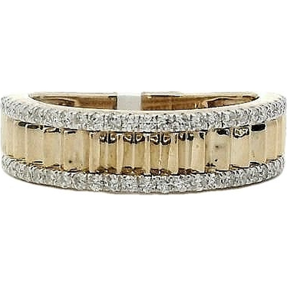 14K Yellow Gold Anniversary Band with Bead-Set Round Diamonds and Milgrain Edges - 0.37 Carat Total Diamond Weight by Auriventus
