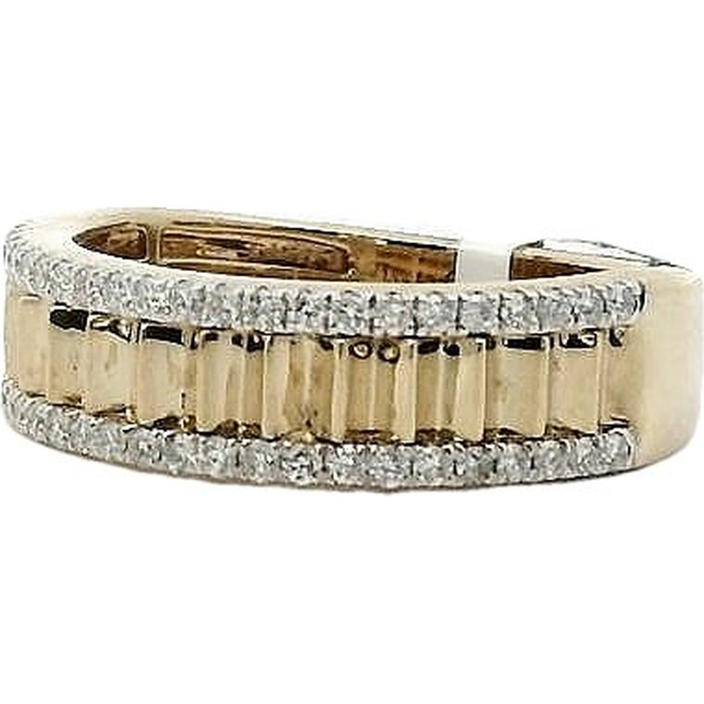 14K Yellow Gold Anniversary Band with Bead-Set Round Diamonds and Milgrain Edges - 0.37 Carat Total Diamond Weight by Auriventus