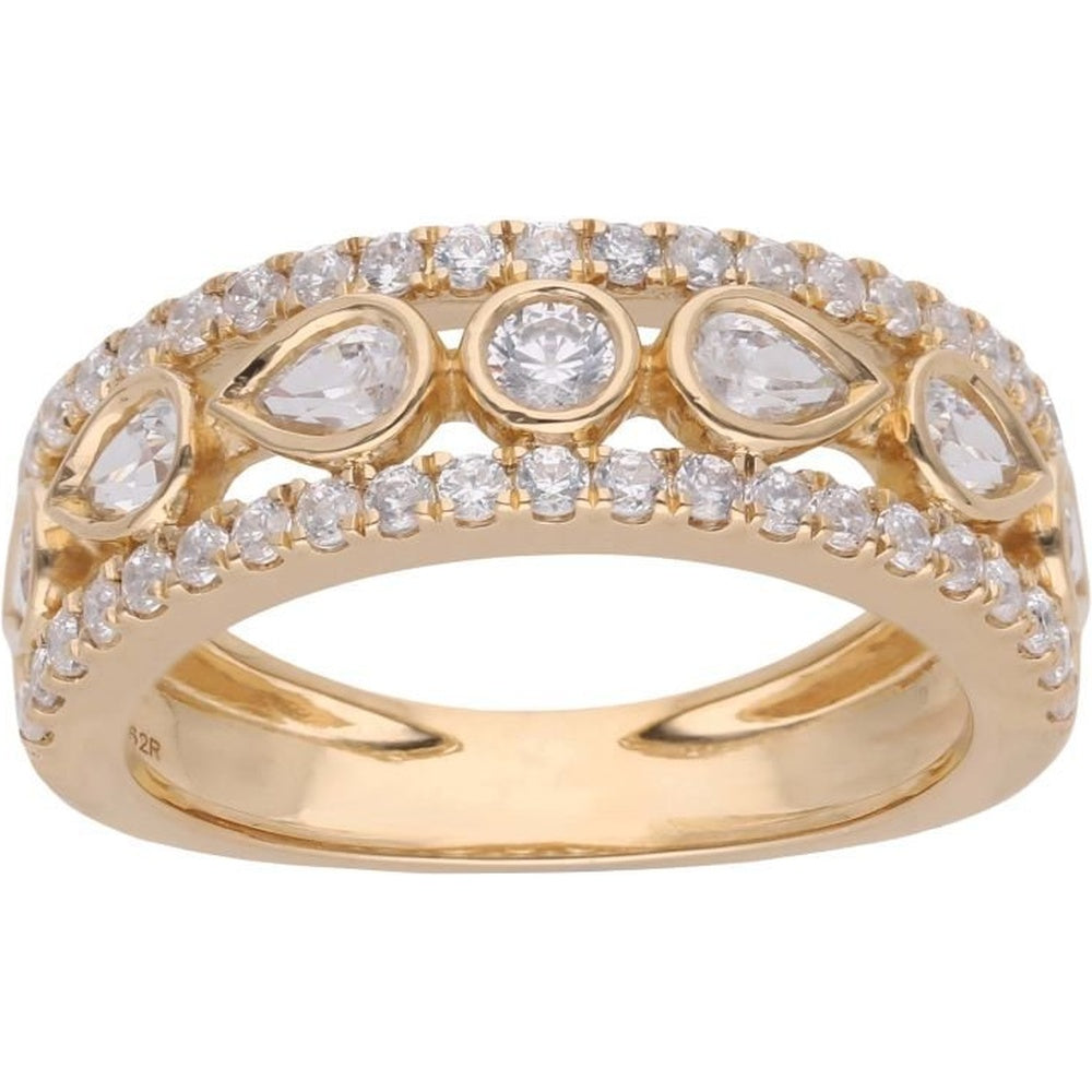 14K Yellow Gold Anniversary Band with Bezel-Set Round and Pear Diamonds - 1.04 Carat Total Diamond Weight by Auriventus