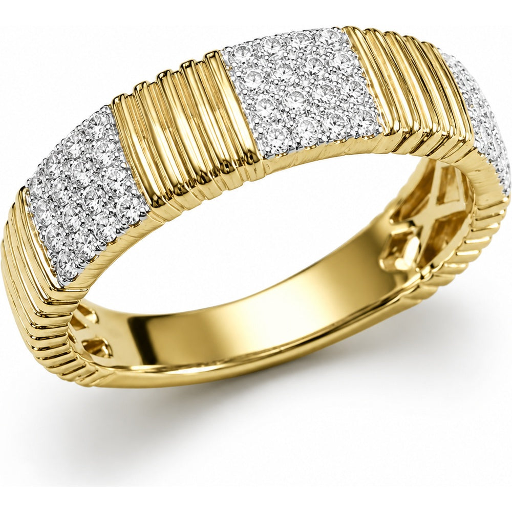 14K Yellow Gold Anniversary Band with Pavé-Set Round Diamonds - 0.35 Carat Total Diamond Weight by Auriventus