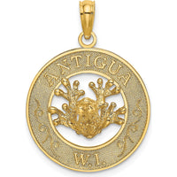 14K Yellow Gold Antigua Frog Charm Pendant - Polished Circle Design by Oro Pregiato