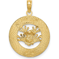14K Yellow Gold Antigua Frog Charm Pendant - Polished Circle Design by Oro Pregiato