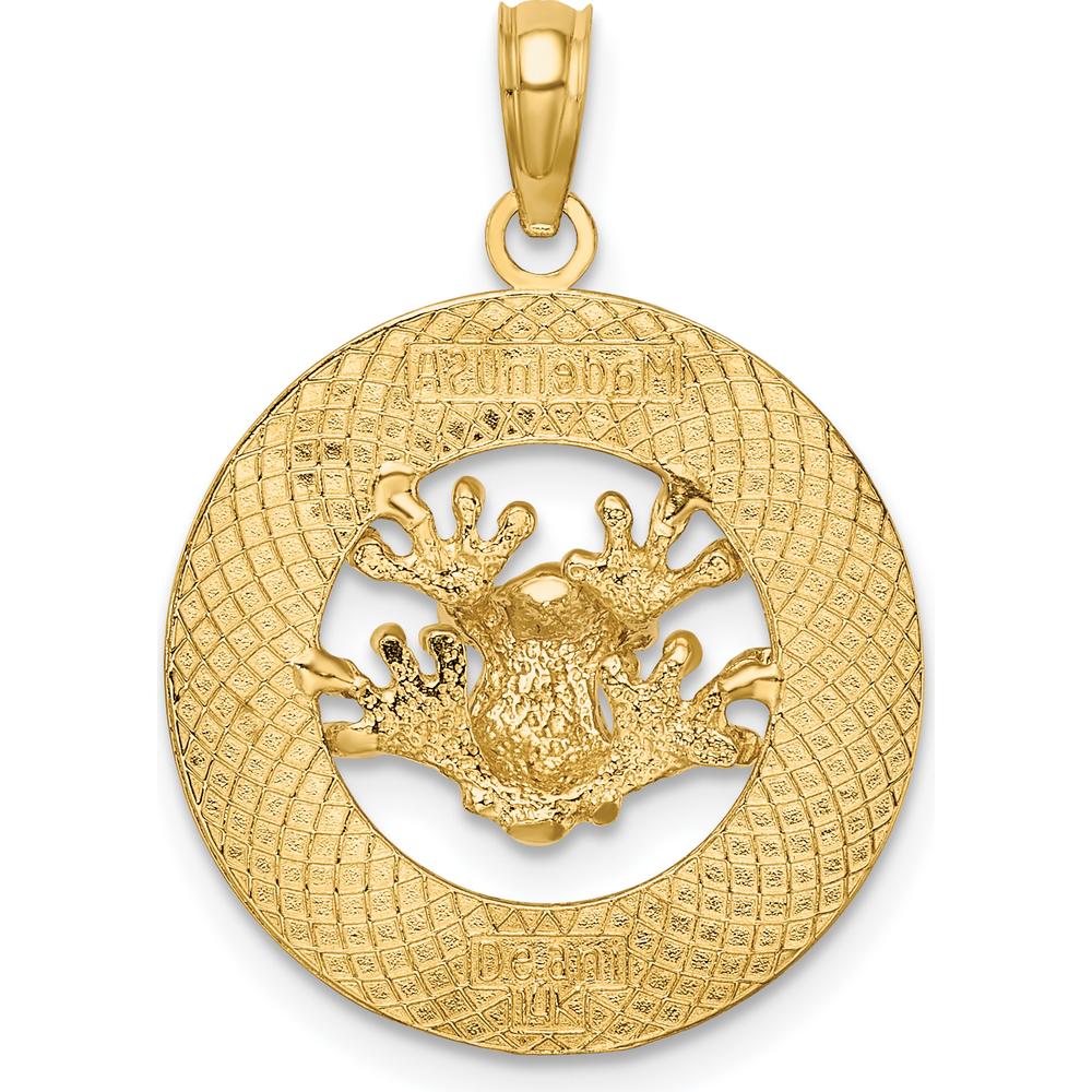 14K Yellow Gold Antigua Frog Charm Pendant - Polished Circle Design by Oro Pregiato