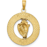 14K Yellow Gold Antigua W.I. Enamel Conch Shell Pendant with Pink and White Accents by Oro Pregiato