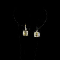 14K Yellow Gold Antique Asscher Cut Lab Diamond Hanging Earrings - 3.17 Carats Total Diamond Weight, E-F VS1 - Covaloro Fine Jewelry